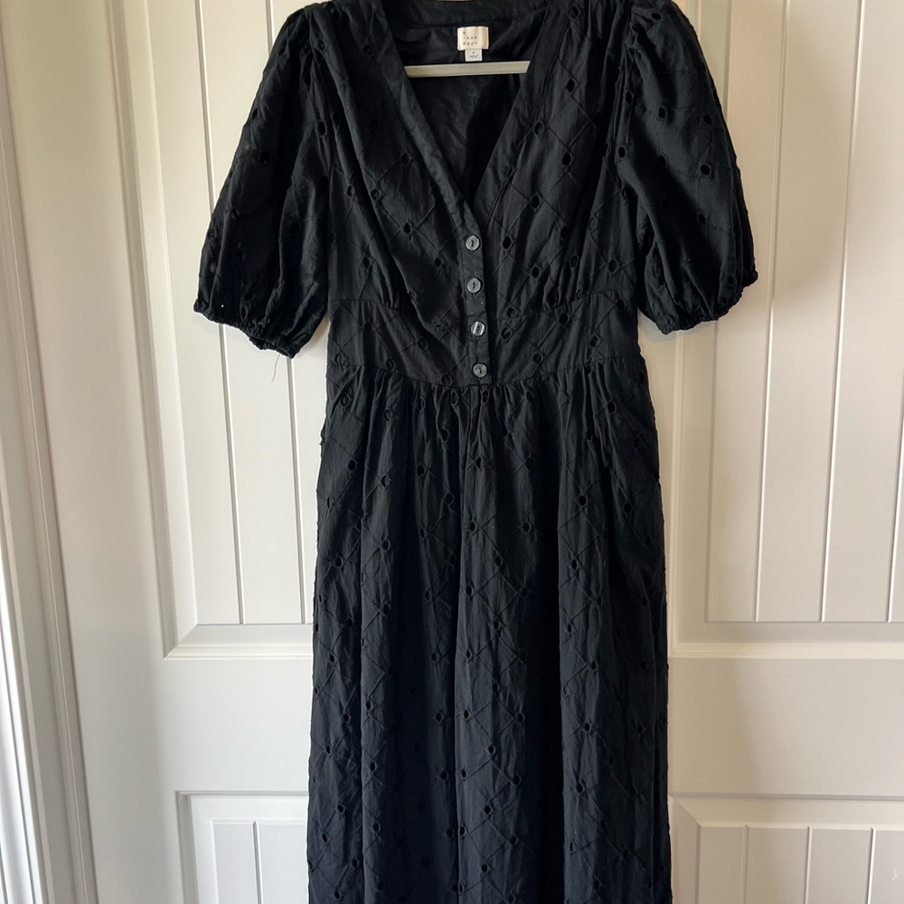 a new day Black Button-Front Midi Dress